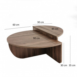 Set 2 Masute de Cafea Model Hayes, 90x60x30/85x30x35 cm, Nuc - Img 7