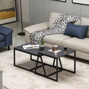 Set 2 Masute de Cafea Model Lucas, 75x50x38/55x57x45 cm, Antracit - Img 6