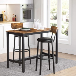 Set 2 scaune de bar Model Daphne, Maro rustic/Negru, 40.1x44.2x100.5 cm - Img 4