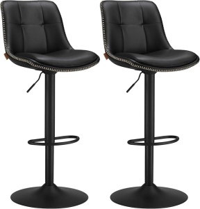 Set 2 scaune de bar Model Liberty, Negru, 45x48.1x90/112 cm