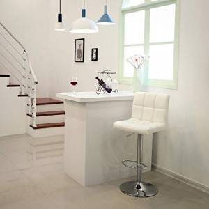 Set 2 scaune de bar, Songmics, Alb, 38x44.5x(95-115) cm - Img 4