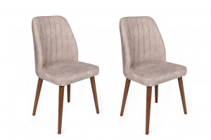 Set 2 scaune Model Alfa-465, Bej/Nuc, 50x49x90 cm
