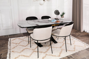 Set 2 scaune Model Dore, Crem/Negru, 54x55x86 cm - Img 5