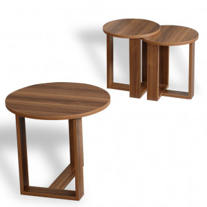 Set 3 Masute de Cafea Model Kylee, 52x52x47/36x36x43/36x36x41 cm, Nuc - Img 4