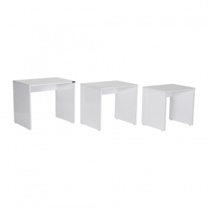 Set 3 Masute de Cafea Model Phan, 45x36x42/50x38x45/55x40x47 cm, Alb - Img 11