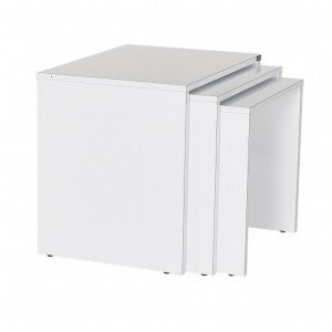 Set 3 Masute de Cafea Model Phan, 45x36x42/50x38x45/55x40x47 cm, Alb - Img 5