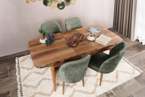 Set 4 scaune Model Dallas, Verde/Nuc, 50x49x90 cm - Img 3