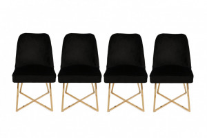Set 4 scaune Model Madrid, Negru/Gri/Auriu, 50x49x90 cm - Img 2