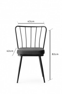 Set 4 scaune Model Star, Gri/Negru, 43x42x82 cm - Img 7