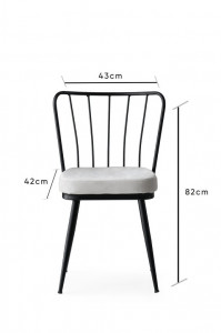Set 4 scaune Model Star, Negru/Alb, 43x42x82 cm - Img 7