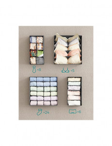 Set 8 organizatoare pentru sertare, Songmics, 32 x 10 x 32 cm, RUS08GY, Gri - Img 1