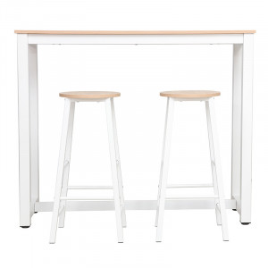 Set bar masa si scaune pentru sufragerie Marle culoare lemn natural - alb picior 120x40x100cm - Img 2