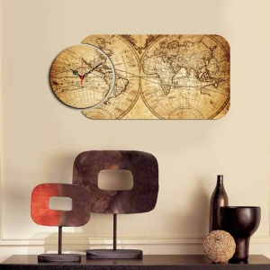Set ceasuri decorative din MDF, 2 bucati YMS Multicolor 68x32 cm - Img 1