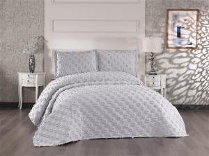 Set Cuvertura Pat Dublu Model Hayal Grey