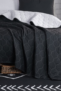 Set Cuvertura Pat Dublu Model Solid Black, Grey - Img 4