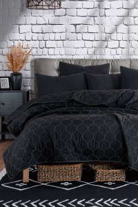 Set Cuvertura Pat Dublu Model Solid Black - Img 2