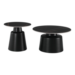 Set de 2 măsuțe de cafea Dualis, negru marmorat, 50x50x48.5 cm și 70x70x38 cm - Img 2