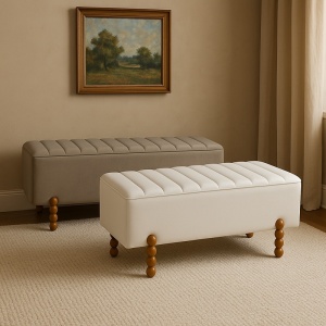 Set de 2 tabureți Daph, bej/alb, 110x46x45 cm - Img 2