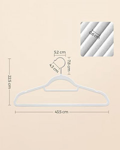 Set de 20 umerase de catifea, Songmics, Alb, 42.7×22×0.6 cm - Img 5