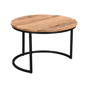 Set de 3 măsuțe de cafea Frina, natural/negru, 70x70x45 cm - Img 3