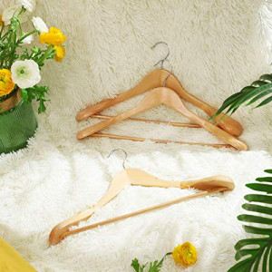 Set de 6 umerase din lemn, Songmics, Natural-Argintiu, 44.5x23.5x5.5 cm - Img 3