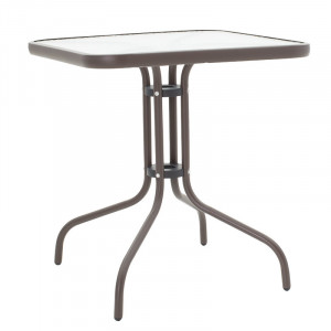 Set de gradina masa si scaune 3 bucati Watson-Calan metal negru-textilena maro 70x70x70cm - Img 3