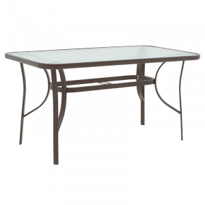 Set de gradina masa si scaune 5 bucati Ensure-Calan metal-sticla maro 140x80x70cm - Img 3