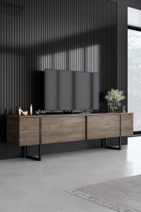 Set de mobilier pentru camera de zi Model Luxe, Nuc/Negru - Img 2