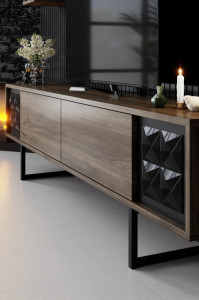 Set de mobilier pentru living Black, Nuc- Negru - Img 5