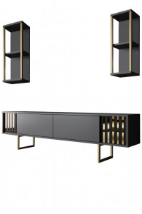 Set de mobilier pentru living Gold, Antracit- Auriu - Img 7