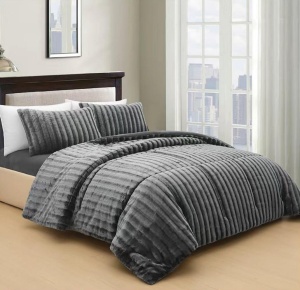 Set de pat Cocolino Veloura V4, 4 piese, pilotă de iarnă cu textură striată 3D, cearșaf cu elastic 180 × 200 cm