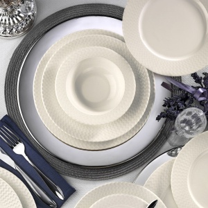 Set farfurii servire, 24 bucati Villa-Servisa Alb 22x22x2 cm - Img 2