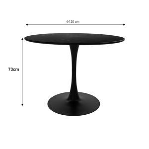 Set masă și 4 scaune Balou-Julita, Negru/Natural, Ø100 x 73 cm - Img 6