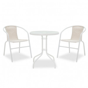 Set Masa si Scaune Gradina Watson-Obbi 3 Piese Alb - Img 1