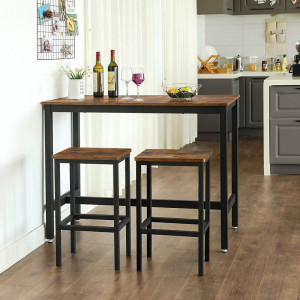 Set Masa si scaune Model Shane, 120x60x90 cm, Maro Rustic/Negru - Img 3