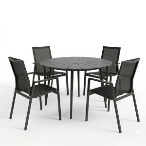 Set masă și scaune Pinap-Dashiell, 5 piese, negru - Img 2