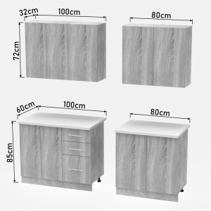 Set mobilă de bucătărie Festa V, stejar sonoma/gri deschis, 160x60x85 cm - Img 9