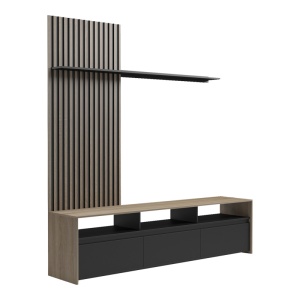 Set mobilă living Delfina, negru/stejar sonoma, 190x40x199.5 cm - Img 3