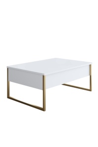 Set mobilier living Model Luxe, Alb/Auriu, 160x35x80 cm - Img 14