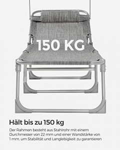 Sezlong, Songmics, Gri, 53x193x29.5 cm - Img 6