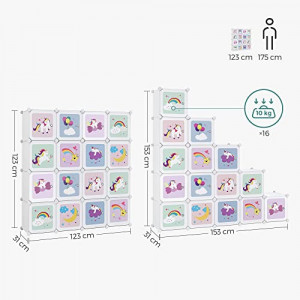 Sistem de depozitare modular, 16 cuburi Model Virginia, Multicolor, 123x31x123 cm - Img 7