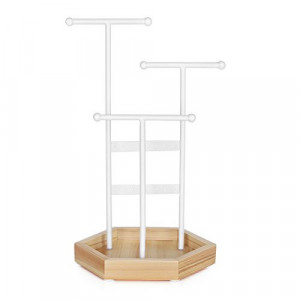 Suport bijuterii, Songmics, Natural-Alb, 20.5x18x36 cm - Img 2