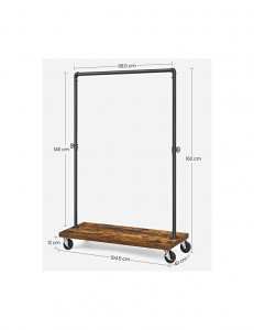 Suport pentru haine cu roti, Vasagle, 90 kg, HSR65BXV1, Maro Rustic - Img 6