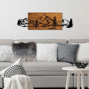 Tablou din lemn si metal Mountain Nuc 29x93 cm - Img 2