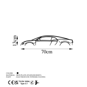 Tablou metalic Bugatti Negru 70x13 cm - Img 5