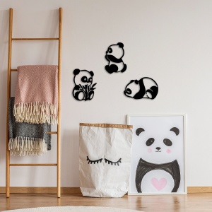 Tablou metalic Pandas Negru 18x26 cm - Img 4