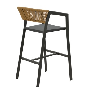 Taburet de exterior, Model Phoenix, culoare natural si antracit, rattan si textil, 53x58x103 cm - Img 3