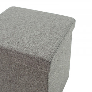 Taburet hol cufar cu spatiu de depozitare Crystal material textil gri 38x38x38cm - Img 4