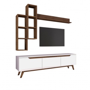 Ansamblu Comoda TV M16-804 Alb-Walnut - Img 9