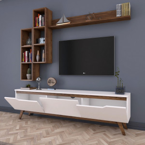 Ansamblu Comoda TV M16-804 Alb-Walnut - Img 6